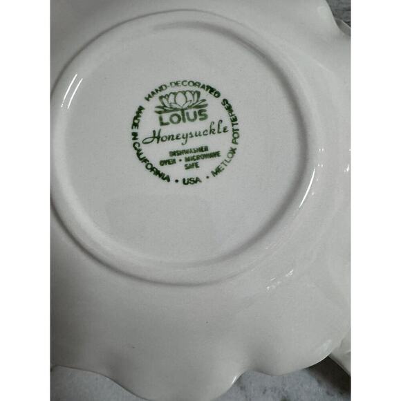 Vintage Rare Metlox Hand Painted Lolus Honeysuckle Ruffled Edge Plates Set - Picture 8 of 8